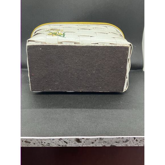 Vintage Unique Painted Purse Picnic Basket Signed Caro Nan Floral See Photos - Picture 3 of 16